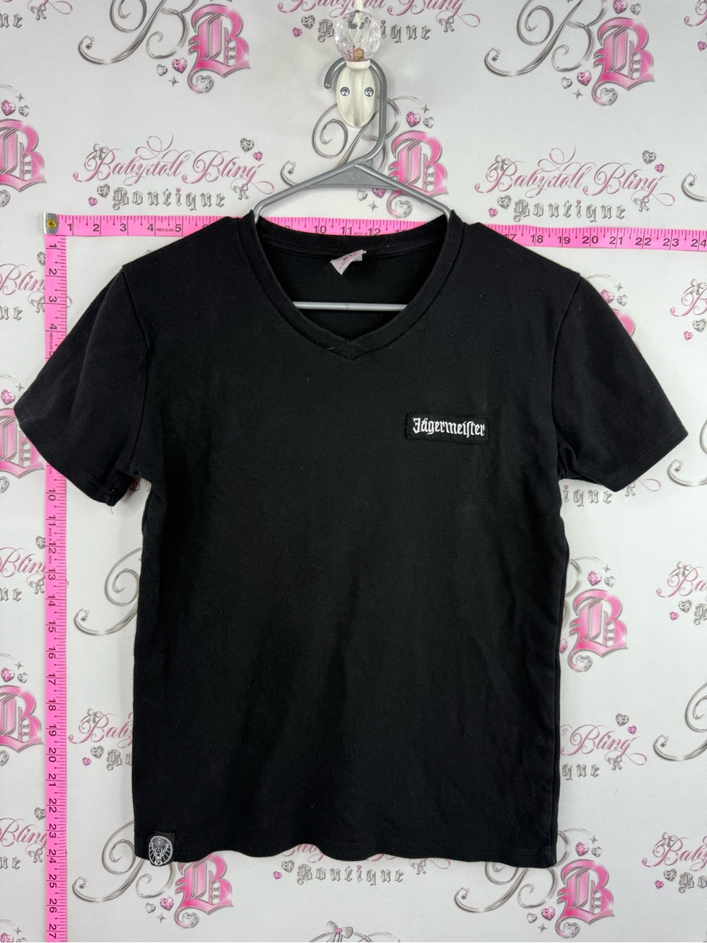 Jagermeister tshirt Black V-Neck Short Sleeve Logo Tee